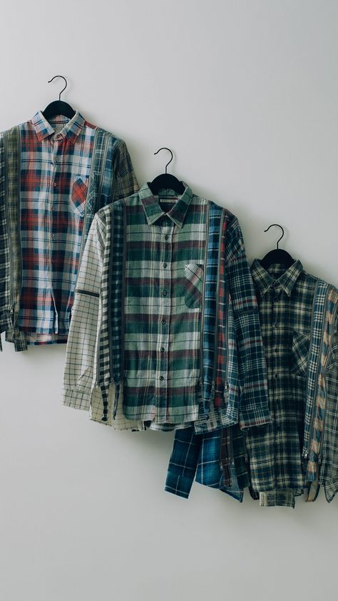 Needles Flannel, Needles Clothing, Reworked Flannel, Butterfly Logo, Reworked Vintage, Casual Styles, Mesh Shorts, Steve Mcqueen, Classic Man