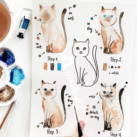 How to paint a cat in watercolor | How to draw for beginners | Watercolor tutorials easy step by step #watercolor #howtopaint Learn Watercolor Painting, Watercolor Beginner, Learn Watercolor, Watercolor Paintings For Beginners, Watercolor Paintings Easy, Watercolor Painting Techniques, 수채화 그림, Watercolor Cat, Watercolor Paintings Tutorials