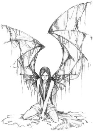 Gothic Fairy Tattoo, Stammestattoo Designs, Fairy Sketch, Gotik Tattoo, Fallen Angel Tattoo, Angel Sketch, Evil Fairy, Gothic Angel, Fairy Tattoo Designs