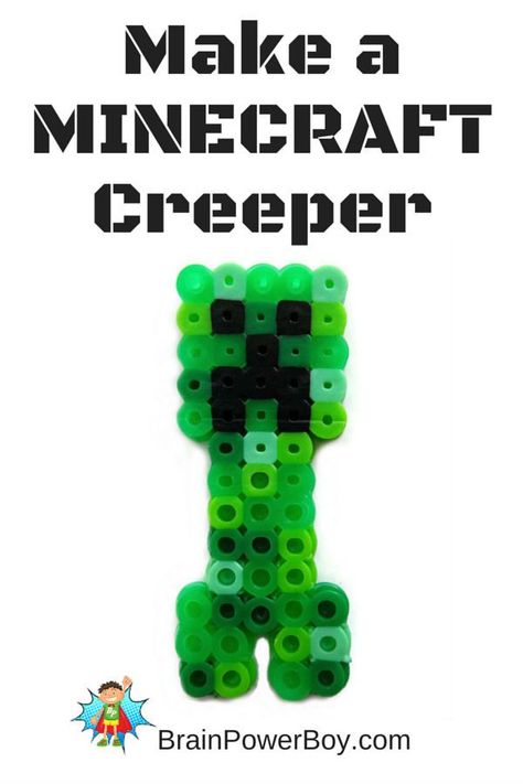 Make a Minecraft Creeper! Part of a series of perler bead patterns for Minecraft lovers. Minecraft Beads, Minecraft Pattern, Easy Perler Bead Patterns, Activities For Boys, Perler Bead Templates, Minecraft Birthday, Hama Beads Patterns, Bead Embroidery Patterns, Minecraft Crafts