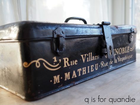 the ugly, old, rusty, crusty ones. – q is for quandie Toolbox Ideas, Suitcase Decor, Manly Stuff, Furniture Flips, Image Transfers, Dawn Dish Soap, Wine Crate, Tool Boxes, Iron Orchid Designs