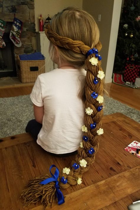 Disney princess inspired Belle yarn braid FOR SALE NOW - visit Camden Yarns on Facebook or email orders@camdenyarns.com Belle Hairstyle Disney, Princess Braids, Disney Hairstyles, Yarn Braids, Wacky Hair, Braided Hairstyles Tutorials, Crazy Hair Days, Princess Hairstyles, Braided Hairstyles Easy