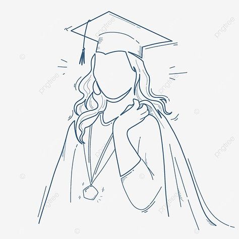 College Drawing Ideas, Cap And Gown Drawing, Graduation Girl Drawing, School Related Drawings, Graduation Cartoon Art, Graduation Cap Cartoon, Graduation Sketch, Diploma Drawing, Graduation Drawing Ideas