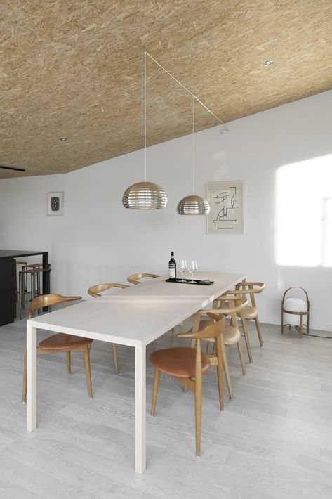 Small Loft Apartments, Osb Plywood, Plywood Ceiling, Stockholm Archipelago, Weekend Home, Case Study Houses, Open Ceiling, Farmhouse Renovation, Light Hardwood