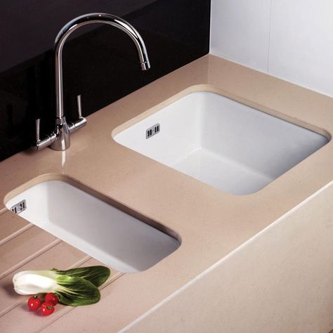 Astini Hampton 100 1.0 Bowl White Ceramic Undermount/Inset Kitchen Sink & Waste: Amazon.co.uk: Kitchen & Home Deep Sink Kitchen, White Ceramic Kitchen Sink, Porcelain Kitchen Sink, Blanco Silgranit Sink, Silgranit Sink, Ceramic Kitchen Sinks, Old Sink, Kitchen Sink Design, Double Bowl Sink