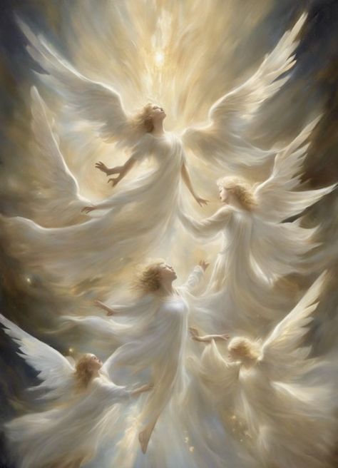 Renesance Angel, Heavenly Angels Art, Angels Dancing, Celestial Painting, Angel Ornaments Diy, What Is Heaven, Celestial Angel, 3 Angels, Angel Flying