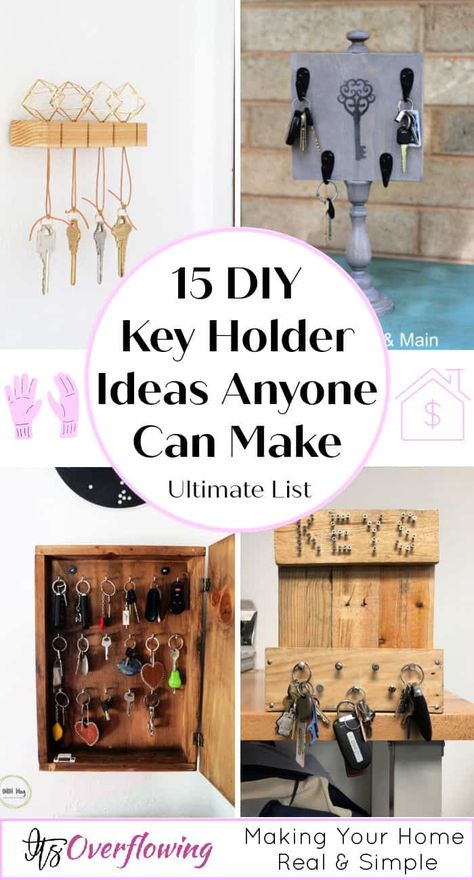 15 Easy DIY Key Holder Ideas Anyone Can Make Mail Keys Organizer Entryway Diy, Keys Board Ideas, Diy Key Rack Wood, Key Hangers Ideas, Hanging Keys Ideas, Key Holder Ideas Creative Handmade, Key Ring Holder Wall Diy, Keys Hanger Ideas, Diy Keyholder Ideas