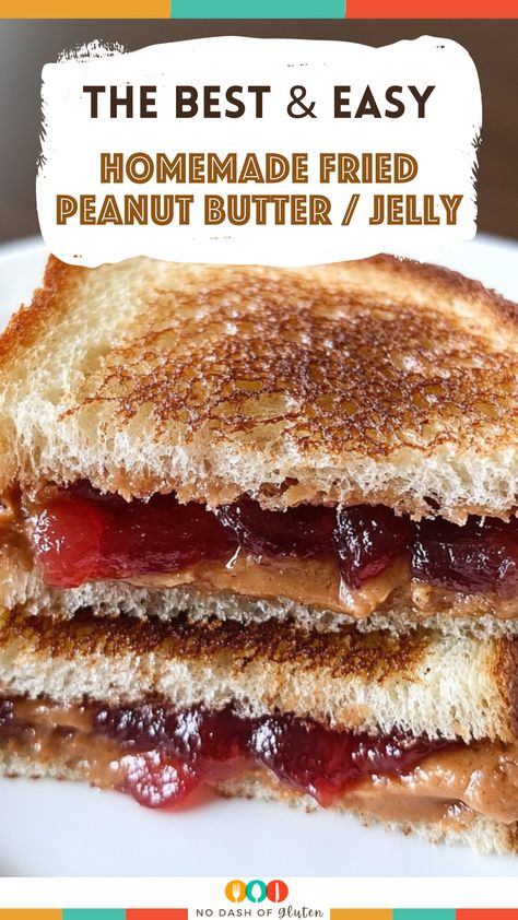 Homemade Fried Peanut Butter and Jelly Fried Pbj Sandwich, Fried Pb&j Sandwiches, Peanut Butter And Jelly Recipes, Fried Peanut Butter And Jelly Sandwich, Peanut Butter Jelly Recipes, Best Spaghetti Recipe, Peanut Butter And Jelly Sandwich, Vegan Jelly, Peanut Butter Jelly Time