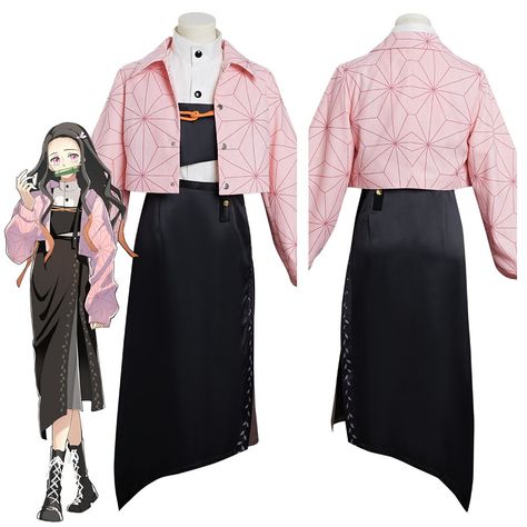 Demon Slayer Cosplay Outfit, Nezuko Outfit Ideas, Nezuko Inspired Outfit, Demon Slayer Dress, Demon Slayer Inspired Outfits, Nezuko Outfit, Otaku Outfit, Otaku Clothes, Fashion Sketches Dresses