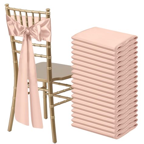 PRICES MAY VARY. Size & Package:You will get 50 pieces blush pink satin chair sashes, and the size is about 108" x7" or 275cm(l) x 17cm(w). These chair ties adopt flating packing, please to tie the bow by yourself. Each package includes chair sashes only, no chair covers Premium Satin Fabric:Our chair sash is made of 120GSM stain fabric, it is beautifully shiny glossy and smooth, silky to the touch, vibrant in color. The chair bows sashes meticulously stitched with matching thread finished edges Wedding Officiant Business, Wedding Party Reception, Bright Pink Wedding, White Weddings Reception, Pink Wedding Decorations, Pink And White Weddings, Party Reception, Wedding Backyard Reception, Chair Bows