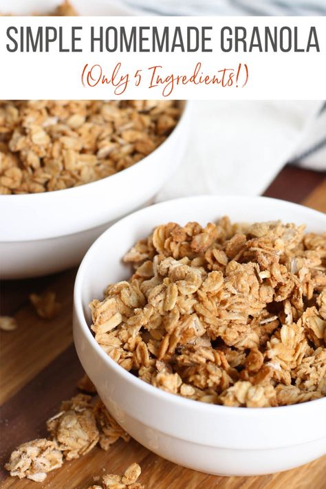 This simple homemade granola recipe only needs 5 ingredients. It's healthy, easy, and delicious. A great healthy snack to have on hand. Storage tips & tricks too! #granola #homemadegranola Freezer Meals For New Moms, Meals For New Moms, Homemade Granola Recipe, Easy Granola Recipe, Easy Homemade Granola, Easy Granola, Granola Recipe Homemade, Silicone Baking Sheet, Vegan Ingredients