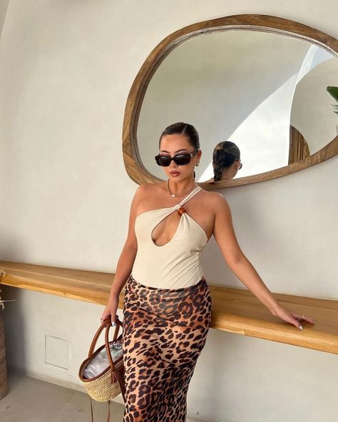 TRENDING RN 🐆 In LOVE with @aislingchan in our Cream Bead Detail One Shoulder Cut Out Swimsuit and Brown Leopard Print Mesh Fishtail Maxi Beach Skirt ❤️‍🔥 Tap to shop 🔗 Beach Maxi Skirt, Cut Out Swimsuits, Beach Skirt, Shoulder Cut, Brown Leopard, Leopard Print, Tap, In Love, Cut Out