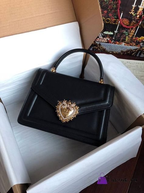 Dolce & Gabbana Medium Devotion Bag Leather Black 24x17x9cm - FORTOK.RU Most Expensive Bag, Purse Aesthetic, Expensive Bag, Wallet Design, Luxury Bags Collection, Girly Bags, Luxury Purses, Fancy Bags, Trik Fotografi