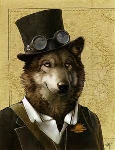 wolf in a top hat - Yahoo Canada Image Search Results Animals Dressed As Humans, Steampunk Animals, Dapper Dogs, Anthropomorphic Animals, Animal Portraits Art, Fancy Cats, As Humans, Animal Portraits, Wow Art