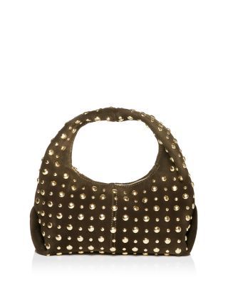 AQUA Small Studded Hobo Bag - Exclusive  | Bloomingdale's Handbags Pre College, 2024 List, 2023 Outfits, Diamond Fashion Jewelry, 2024 Outfits, Studded Bag, Luxury Towels, Loafer Mules, Christmas 2024