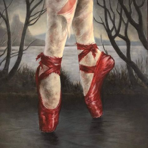 Red Shoes painting by Jared Joslin Red Ballet Aesthetic, The Red Shoes Aesthetic, Red Ballerina, The Red Shoes, Red Shoes Painting, Red Ballet Shoes Aesthetic, The Red Shoes Fairytale, Red Ballet Heels, Red Shoes Ballet