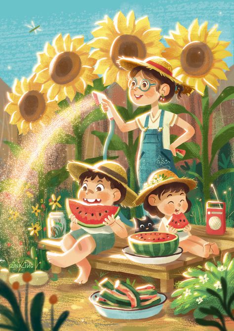 Zina Children Story Book Illustration, Animation Styles, Story Books Illustrations, 귀여운 음식 그림, Illustration Art Kids, 동화 삽화, Children's Stories, Senior Project, Summer Illustration