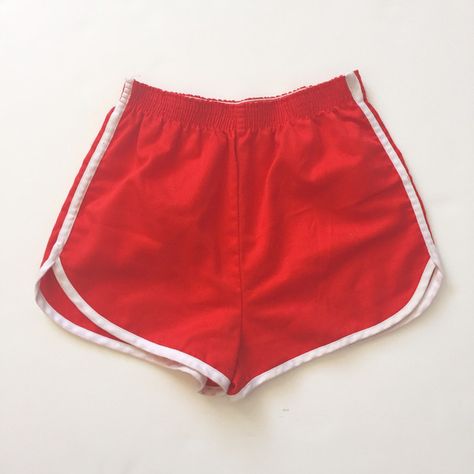 70s High Waisted Athletic Shorts Small XS Red and White retro Womens... ❤ liked on Polyvore featuring activewear, activewear shorts and american sportswear Red Shorts Aesthetic, Vintage Athletic Shorts, Red Athletic Shorts Outfit, Red Sports Shorts, Red Shorts Outfits Women, 70s Shorts Outfits, Saya Otonashi, Red Gym Shorts, Red Shorts Outfit