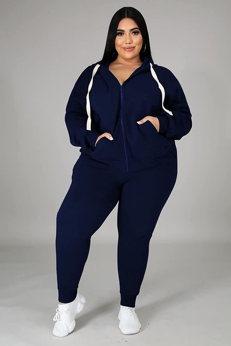 Plus Size Joggers Outfit, Plus Size Lounge Wear, Lounge Wear Ideas, Womens Joggers Outfit, Plus Size Two Piece Outfit, Jesenia Perez, Plus Size Baddie Outfits, Two Piece Outfits, Stylish Activewear