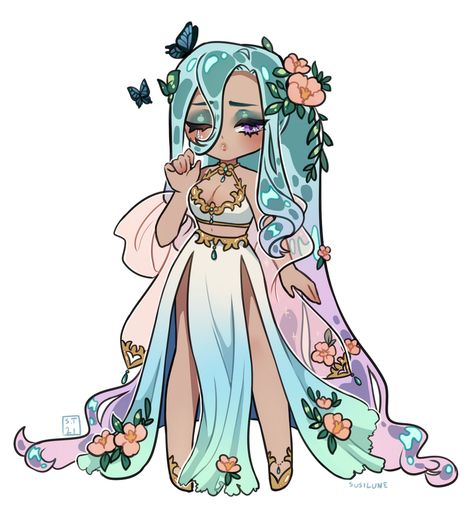 Colored Characters, Water Nymph, Water Hair, Art Outfits, Girl In Water, Pretty Drawings, Girl A, Cute Doodle Art, Girls Characters