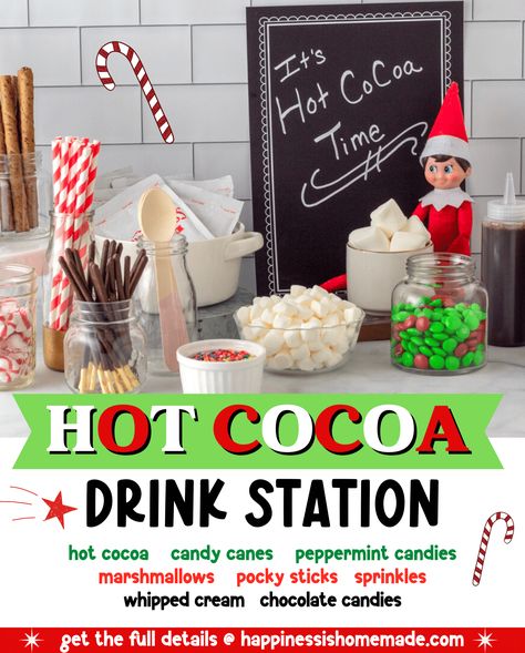 Cocoa Bar Ideas, Hot Cocoa Bar Ideas, Holiday Theme Food, Coffee Bar Party, The Best Hot Chocolate, Best Hot Chocolate, Cocoa Drink, Hot Chocolate Gifts, Hot Chocolate Bar