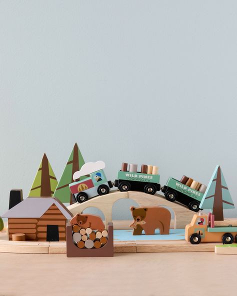 Odin Parker, Lumberjack Style, Wooden Toys Design, Timber Logs, Montessori Playroom, Train Theme, Wooden Train Set, Handmade Wooden Toys, Kids Wooden Toys