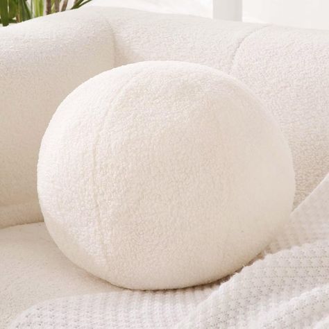 Uvvyui Ivory Ball Pillow, Soft Round Throw Pillows, Sphere Shaped Pillow Round Decorative Pillow, 11.8 Inch Round Boucle Plush Pillow Cushion for Couch, Sofa, Bedroom Sphere Pillow, Circular Pillow, Knotted Pillow, Round Decorative Pillows, Round Pillows, Ball Pillow, Round Throw Pillows, Shaped Pillow, Mini 8