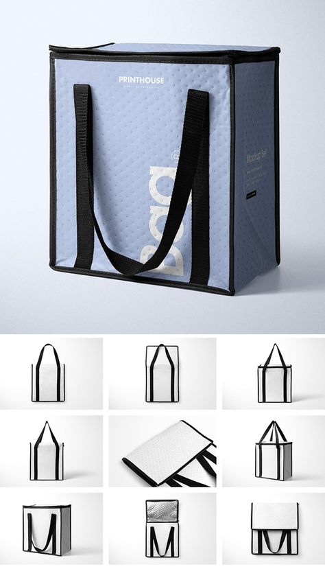 Insulated Cooler Bag Mockup Set Cooler Bag Design, Mockup Graphic Design, Burger Box, Product Packaging Design, Free Packaging Mockup, Paper Pouch, Creative Box, Paper Bowls, Popcorn Box