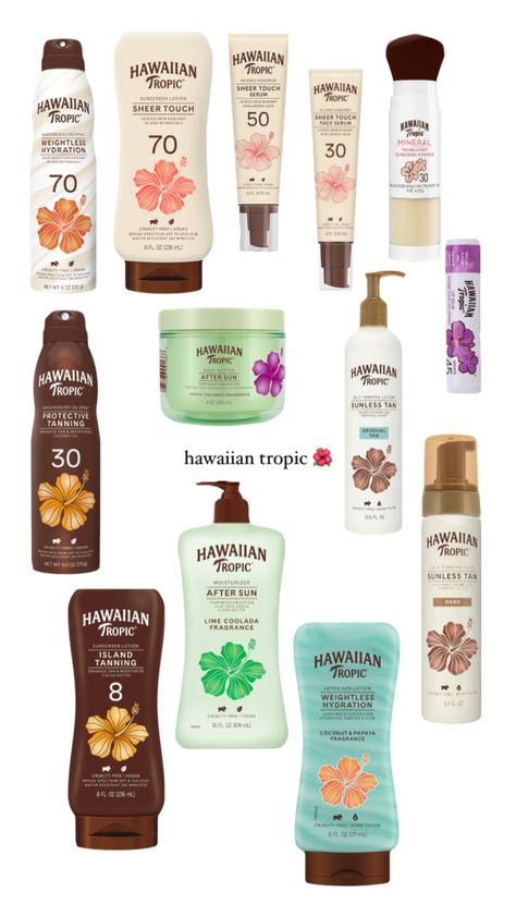 hawaiian tropic 🌺 Hawaiian Tropic Lotion, How To Smell Like Hawaii, Hawaii Tropic Products, Hawaiian Tropic Perfume, Hawaiin Tropics, Hawaiian Tropic Aesthetic, Hawaiian Products, Hawaiian Tropic After Sun, Summer Body Care