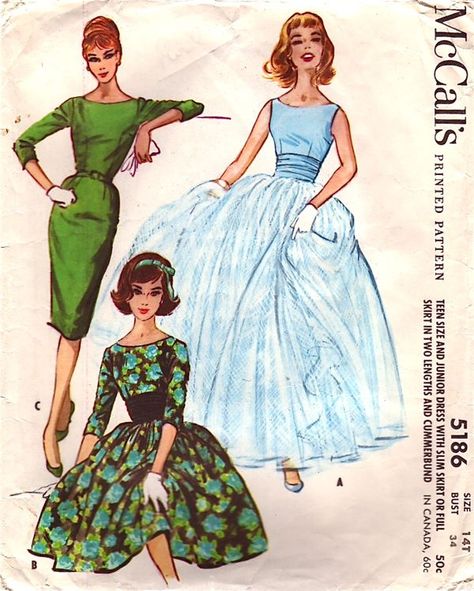 Evening Gown Pattern, Evening Dress Patterns, Sheath Dresses Pattern, Teen Dress, Gown Pattern, Vintage Dress Patterns, 1950s Style, Mccalls Sewing Patterns, Motif Vintage