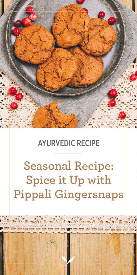 Ayurvedic Gingersnaps Recipe - healthy cookie recipes Gingersnap Recipe, Ayurvedic Recipes Vata, Gingersnaps Recipe, Autoimmune Diet Recipes, Ginger Snap Cookies Recipe, Ginger Snaps Recipe, Ayurveda Diet, Seasonal Baking, Ayurveda Recipes