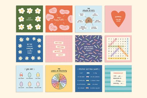 Positivity Social Kit on Behance Etsy Instagram Templates, Quotes Colorful, Instagram Infographic, Instagram Likes And Followers, Colorful Instagram, Instagram Photoshop, Medical Animation, Instagram Square, Branding Inspo