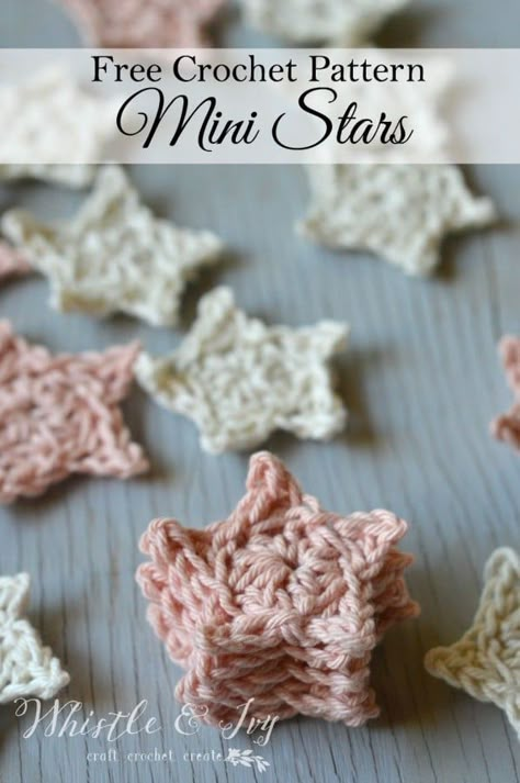 Free Crochet Pattern - Mini Crochet Stars | Use these simple stars for a variety of crochet projects. Very simple to make! Sleep Mask Crochet, Appliqué Crochet, Crochet Star Patterns, Mini Stars, Christmas Specials, Ornaments Crochet, Crochet Holiday, Diy Headbands, Crochet Embellishments