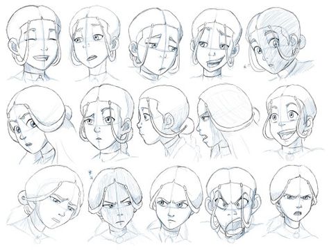 Katara Concept Art Landscape, Character Design Cartoon, 얼굴 드로잉, 얼굴 그리기, Avatar The Last Airbender Art, Drawing Expressions, 캐릭터 드로잉, Legend Of Korra, Drawing Lessons