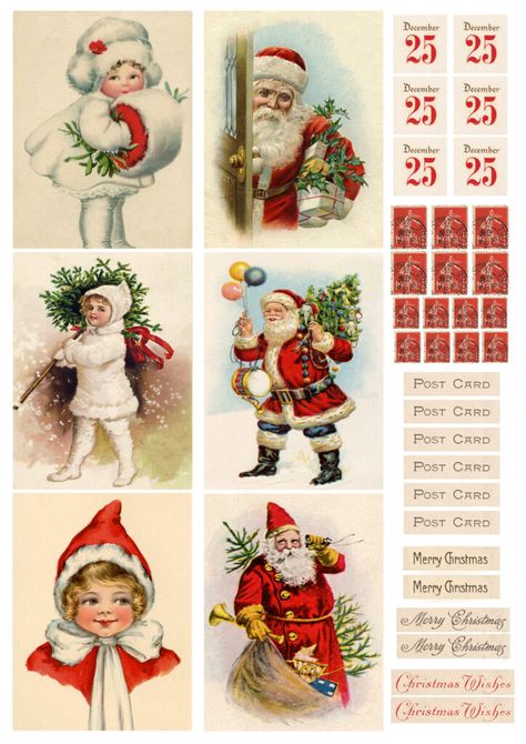 Free Printable Greeting Cards Templates, Vintage Christmas Images Printables Free, Free Vintage Christmas Printables, Christmas Greeting Card Ideas, Free Christmas Printables Vintage, Journal Items, Red Christmas Card, Greeting Card Ideas, Xmas Images