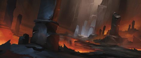 Cave Concept Art, Jordan Grimmer, Digital Painting Process, Theatre Scene, New Fantasy, Fantasy Art Landscapes, Fantasy Illustration, Painting Process, Grimm