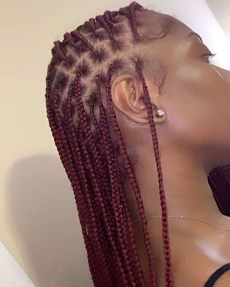 Color: 530 530 Knotless Braids, Hair Color Braids, Red Knotless, Color Braids, Braiding Hair Colors, Cute Box Braids, Hairstyle Inspo, Braids Hairstyles Pictures, Cute Box Braids Hairstyles