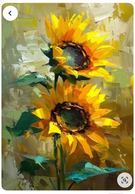 Abstract Sunflower Painting Acrylics, Abstract Sunflower Art, Sunflower Abstract, Spatula Painting, Sunflower Oil Painting, Sunflower Paintings, Sunflower Acrylic, Sunflowers Painting, Painting Sunflowers