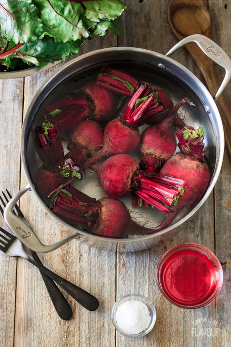 How to Boil Beets: this recipe will give you the confidence to learn how to prepare and make healthy beets. Use a dutch oven to boil the beets on the stove--it's so simple! Learn all the techniques, methods, tips, and tricks to make beets taste good. You'll be wondering why it took you so long to make beets a part of your diet. | www.savortheflavour.com #beets #beetroot Cooking Beets Boil, How To Make Beets Taste Good, Boiled Beets Recipe, How To Cook Beets On The Stove, Cooked Beets Recipe, Boil Beets, Sauteed Beet Greens, How To Boil Beets, Light Dishes