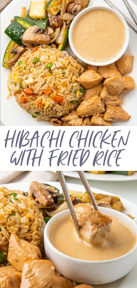 hibachi chix with fried rice Rice Dinner Recipes, Fried Rice Dinner, Chicken With Fried Rice, Hibachi Recipes, Hibachi Chicken, Rice Recipes For Dinner, Rice Dinner, One Pot Dinners, Health Dinner