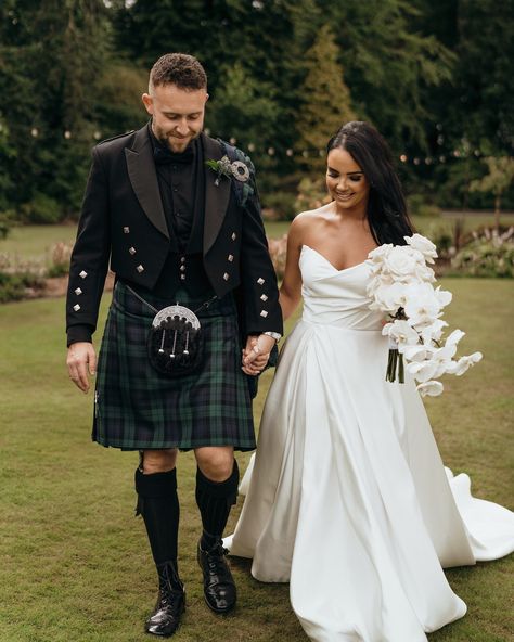 Danielle & Tom ❤️ Venue - @oldrectorykillyman Wedding gown - @veronabridalni Kilts - @harriskilts Makeup- @emma_louisemakeup Hair - @mane_attractionhairdressing Florist - @nettles_petals Signage- @darlingstationery Caterer - @crafteventco DJ - @yeoo.dj Wedding cars - @c4weddingcarhire Dresses Fairytale, Wedding Kilt, Kilt Wedding, Tea Party Outfit, Fairytale Wedding Dress, Wedding Dress Elegant, Dj Wedding, Wedding Cars, Fairy Tale Wedding Dress