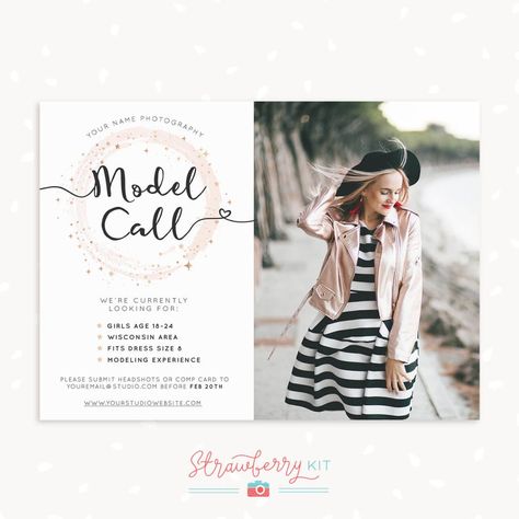 Model call template for photographers #modelcall #template #photographers Model Call Photography Template, Model Call Template, Online Boutique Ideas, Call Template, Photographers Price List, Call Photography, Photography Price List, Photography Marketing Templates, Sweet Photography