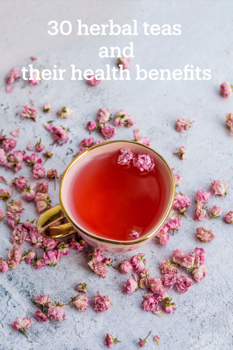 Discover 30 different herbal teas and there amazing health benefits. Tea And Their Benefits, Teas And Benefits, Herbal Teas And Their Benefits, Teas Benefit, Teas And Their Benefits, Lemon Verbena Tea, Senna Tea, Holy Basil Tea, Red Clover Tea