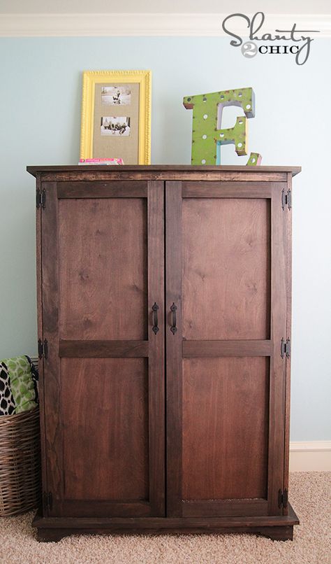 Armoire Diy, Tv Armoire, Murphy Bed Plans, Wood Wardrobe, Pottery Barn Inspired, Building Furniture, Diy Furniture Bedroom, Furniture Bed, Anna White