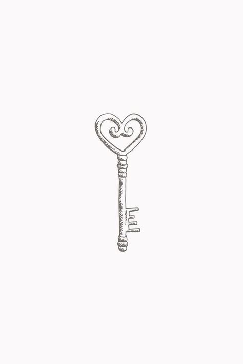 Heart Key Tattoo, Key Illustration, Line Art Tattoo, Key Tattoos, Key Tattoo, Magic Key, Creative Design Studio, Illustration Ideas, Time Tattoos