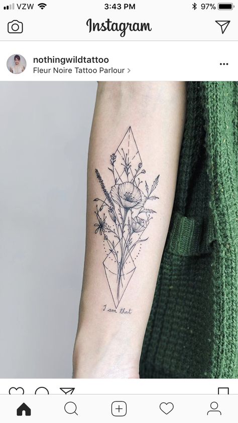 Pioneer Tattoo Design, Floral Geometric Tattoo, Botanisches Tattoo, Geometric Flower Tattoo, Lotusblume Tattoo, Daffodil Tattoo, Wildflower Tattoo, Gladioli, Bff Tattoos