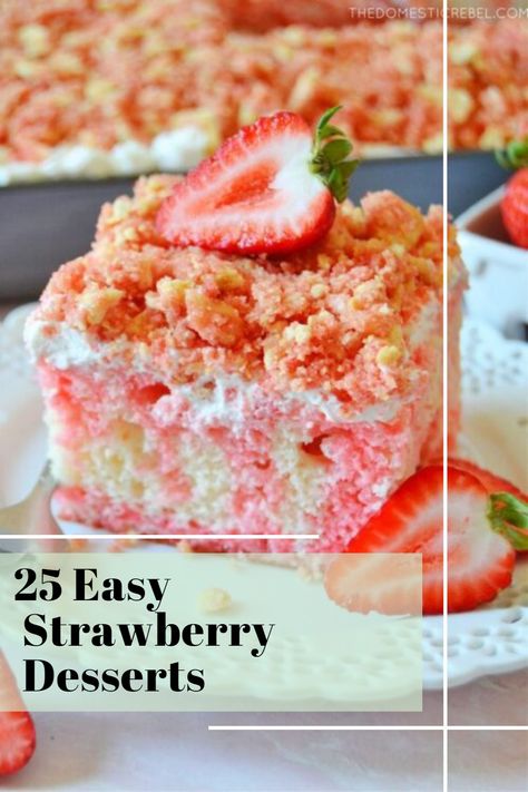 You know when the weather starts warming up that it’s time for some delicious strawberry desserts. Strawberries are a delicious staple of summertime. Besides being tasty, strawberries are also super healthy and they have powerful antioxidants that fight free radicals in the body. For these strawberry recipes, you can use fresh strawberries. However, many of these recipes can also be made with frozen strawberries or dried strawberries, too. Frozen Strawberry Recipes Easy, Desserts Using Fresh Strawberries, What To Do With Frozen Strawberries, What To Do With Strawberries, Healthy Strawberry Dessert, Healthy Strawberry Recipes, Strawberry Crisp Recipe, Frozen Strawberry Recipes, Strawberry Cobbler Recipes