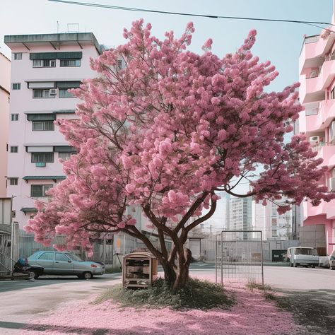 Experience the enchantment of a Japanese cherry blossom tree in full bloom, spreading its delicate pink petals across the urban landscape. This captivating image captures the harmonious fusion of nature and city life, as the blossoms create a breathtaking spectacle against the urban backdrop. Immerse yourself in the ephemeral beauty and serenity of the Sakura season. #JapaneseBlossoms #UrbanSakura #CherryBlossomMagic Japanese Pink Tree, Sakura Room, Japanese Cherry Blossom Tree, Japanese Type, Sakura Season, Tree Structure, Pink Tree, Sakura Tree, The Enchantments