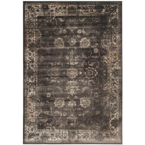 Safavieh Vintage Soft Anthracite 5 ft. x 8 ft. Area Rug - VTG117-330-5 - The Home Depot Moody Boho Living Room Rugs, Dark And Moody Bedroom Rug, Vintage Rug Black Couch, Vintage Inspired Rugs, Damask Rug, Safavieh Rug, Romantic Shabby Chic, Viscose Rug, Turkish Design