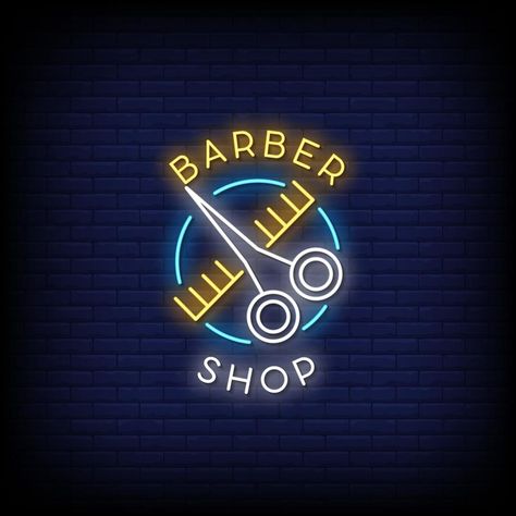 Barber Shop Neon Signs Style Text Vector Barber Sign, Barber Logo, Company Signage, Om Tattoo, Barber Shop Decor, I Love Her Quotes, Custom Neon Lights, Bar Logo, Led Shop Lights